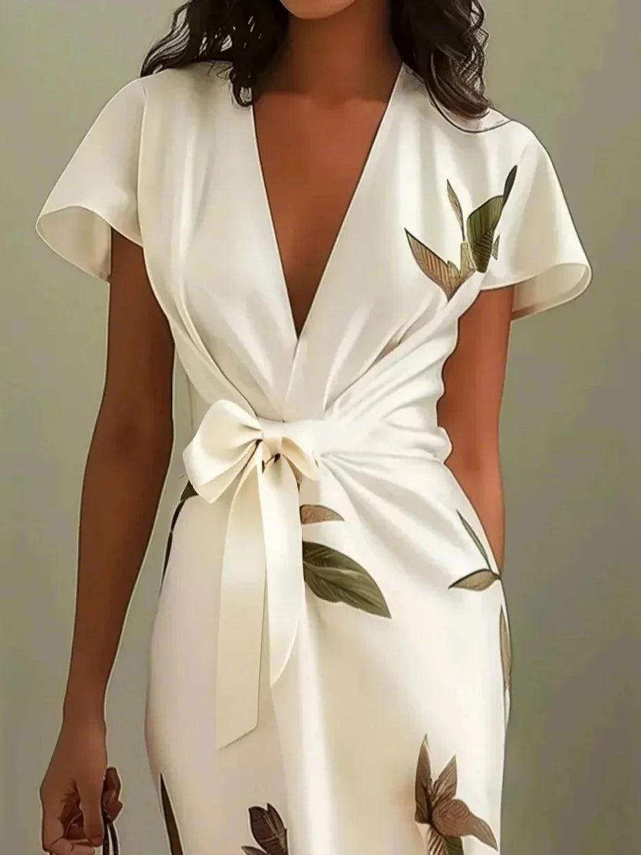 Lila - Vibrant Leaf Midi Dress
