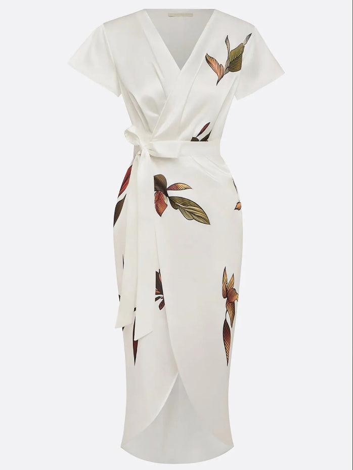 Lila - Vibrant Leaf Midi Dress