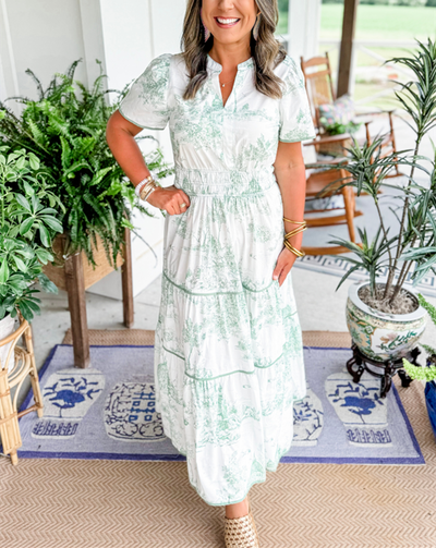 Eliza - Timeless Toile Maxi Dress