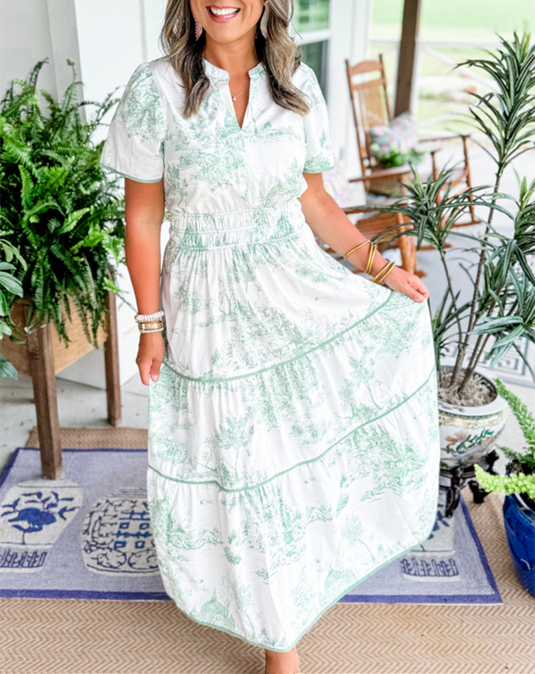 Eliza - Timeless Toile Maxi Dress