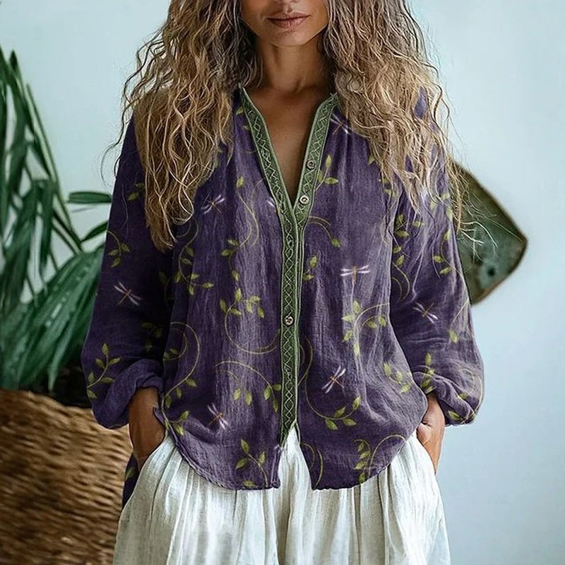 Lillian - Retro Leaf Blouse