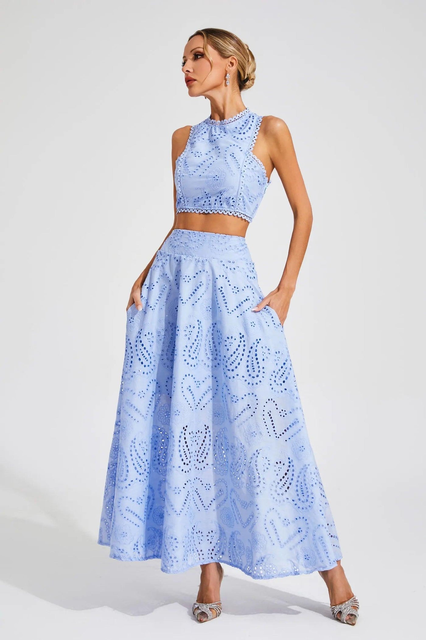 Aurelia - Elegant Embroidered Crop Top