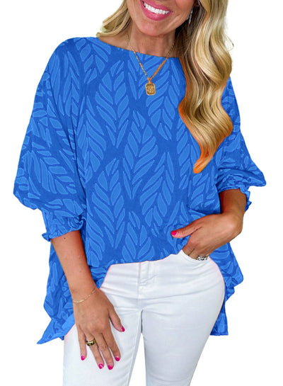 Risa - Trendy Leaf Print Blouse