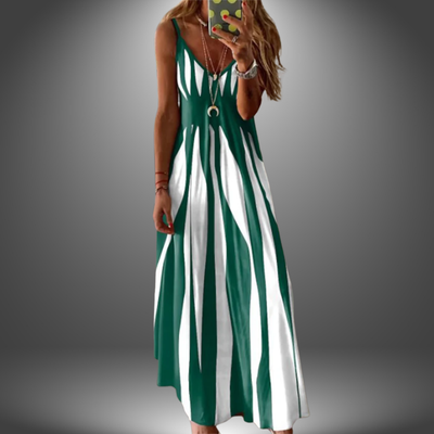 Aria - Chic Sleeveless Stripe Dress
