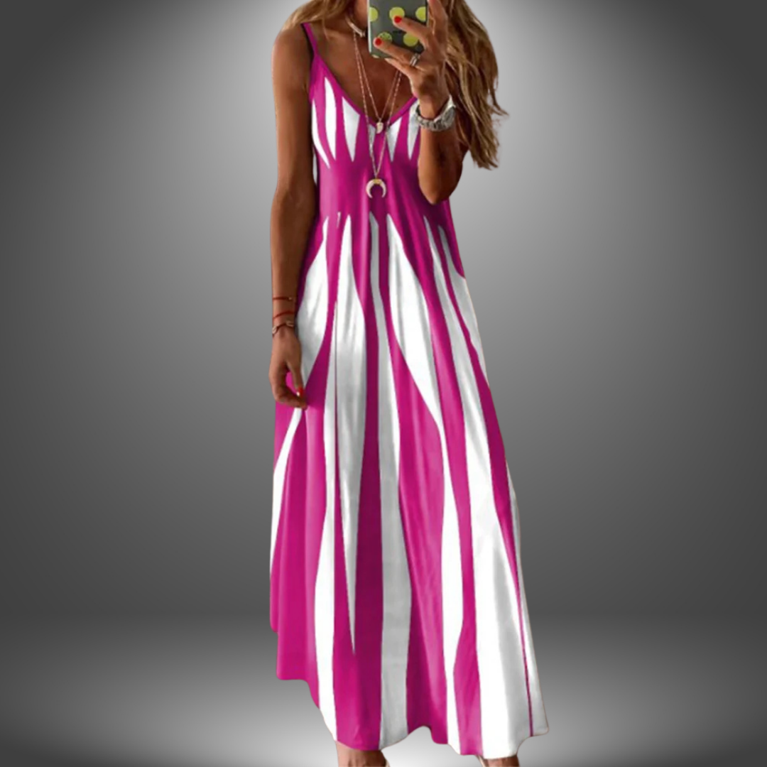 Aria - Chic Sleeveless Stripe Dress