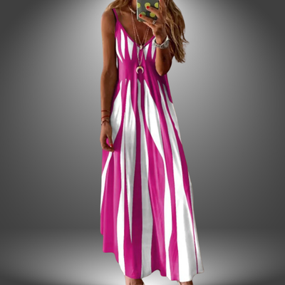 Aria - Chic Sleeveless Stripe Dress