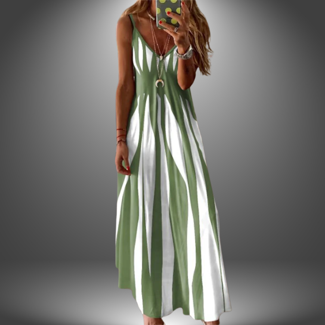 Aria - Chic Sleeveless Stripe Dress