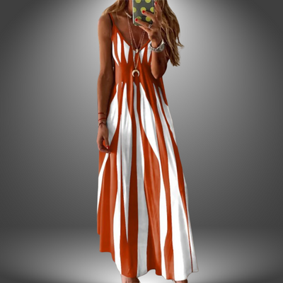 Aria - Chic Sleeveless Stripe Dress