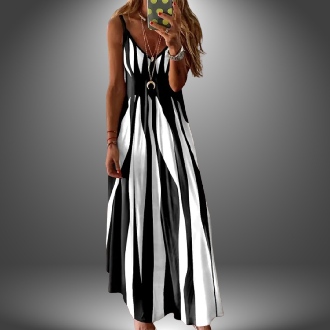 Aria - Chic Sleeveless Stripe Dress