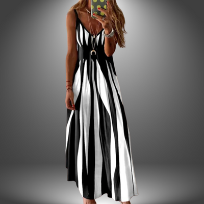 Aria - Chic Sleeveless Stripe Dress