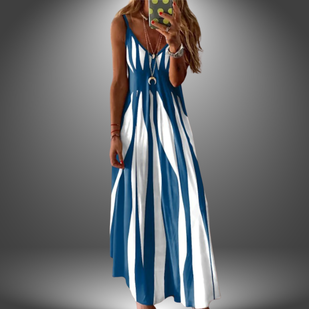 Aria - Chic Sleeveless Stripe Dress