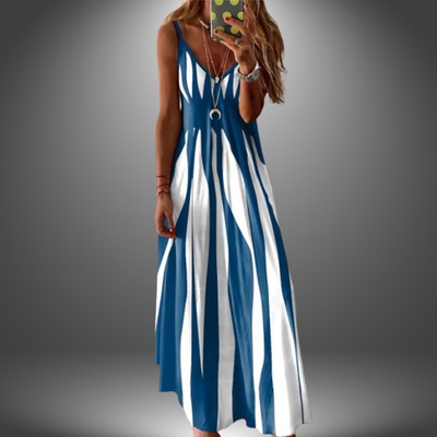 Aria - Chic Sleeveless Stripe Dress