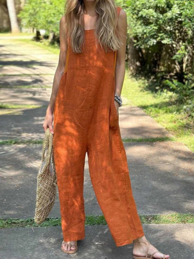 Émilie - Chic Cotton Linen Jumpsuit
