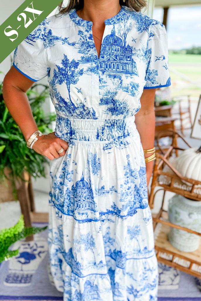 Eliza - Timeless Toile Maxi Dress
