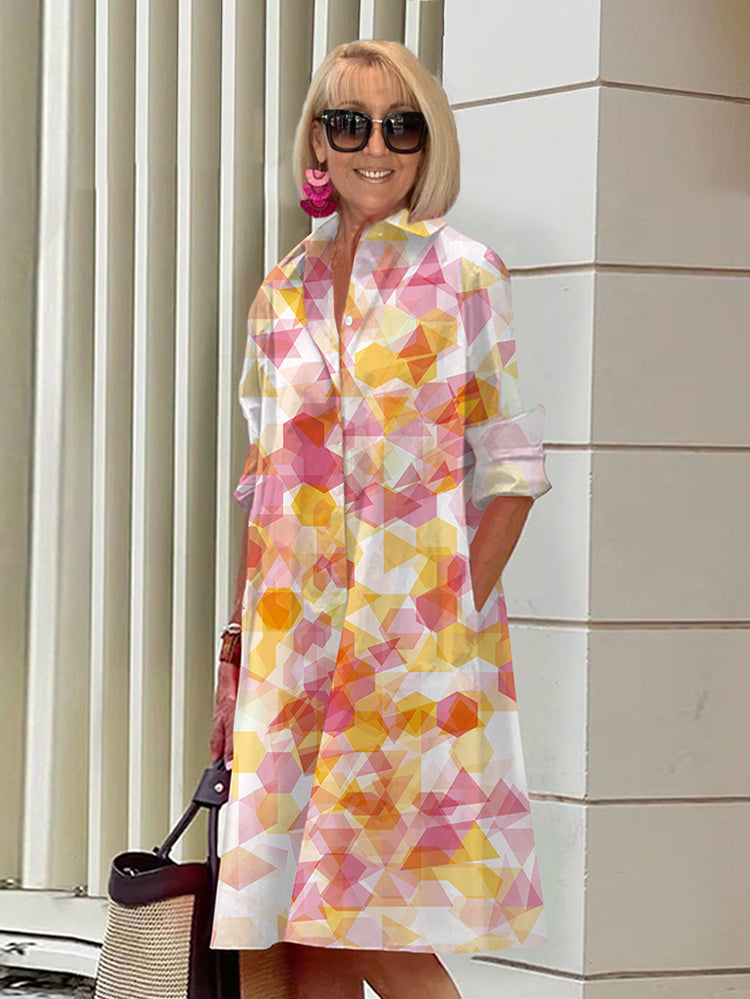 Danica - Bold Geometric Shirt Dress