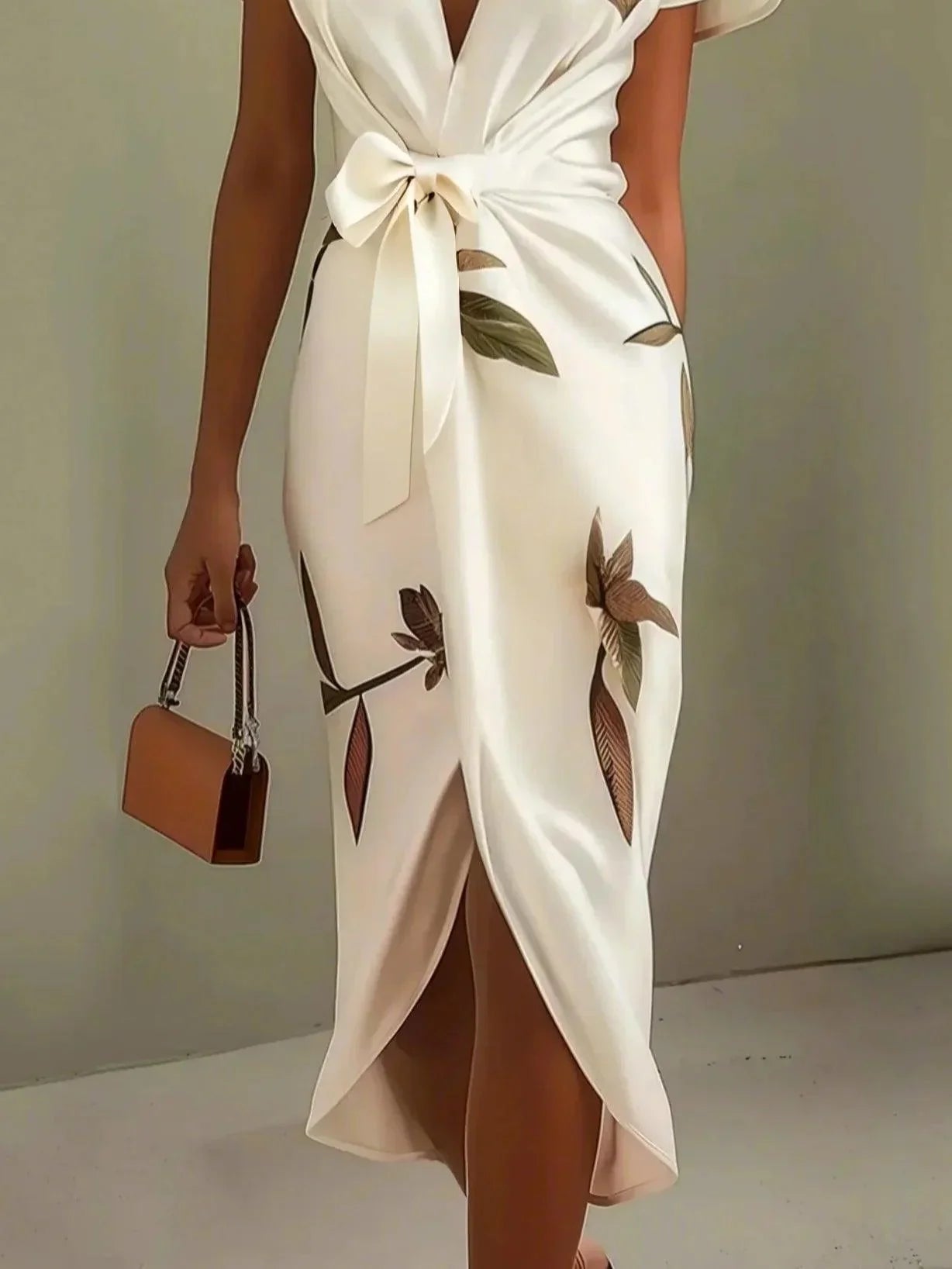 Lila - Vibrant Leaf Midi Dress