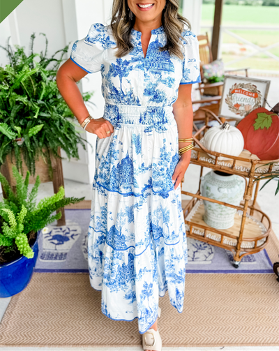 Eliza - Timeless Toile Maxi Dress