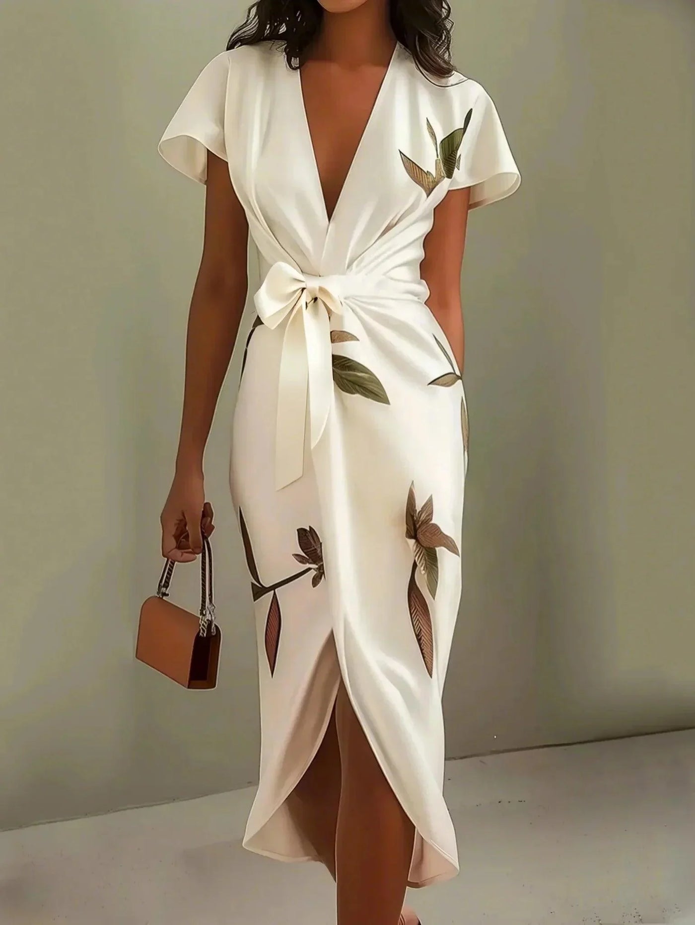 Lila - Vibrant Leaf Midi Dress