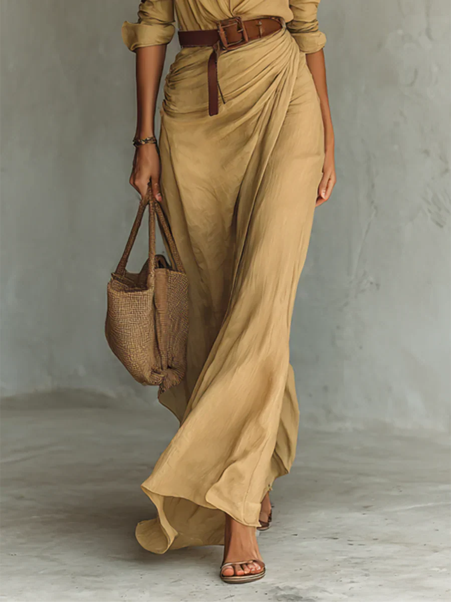 Lena - Elegant Lapel Maxi Dress