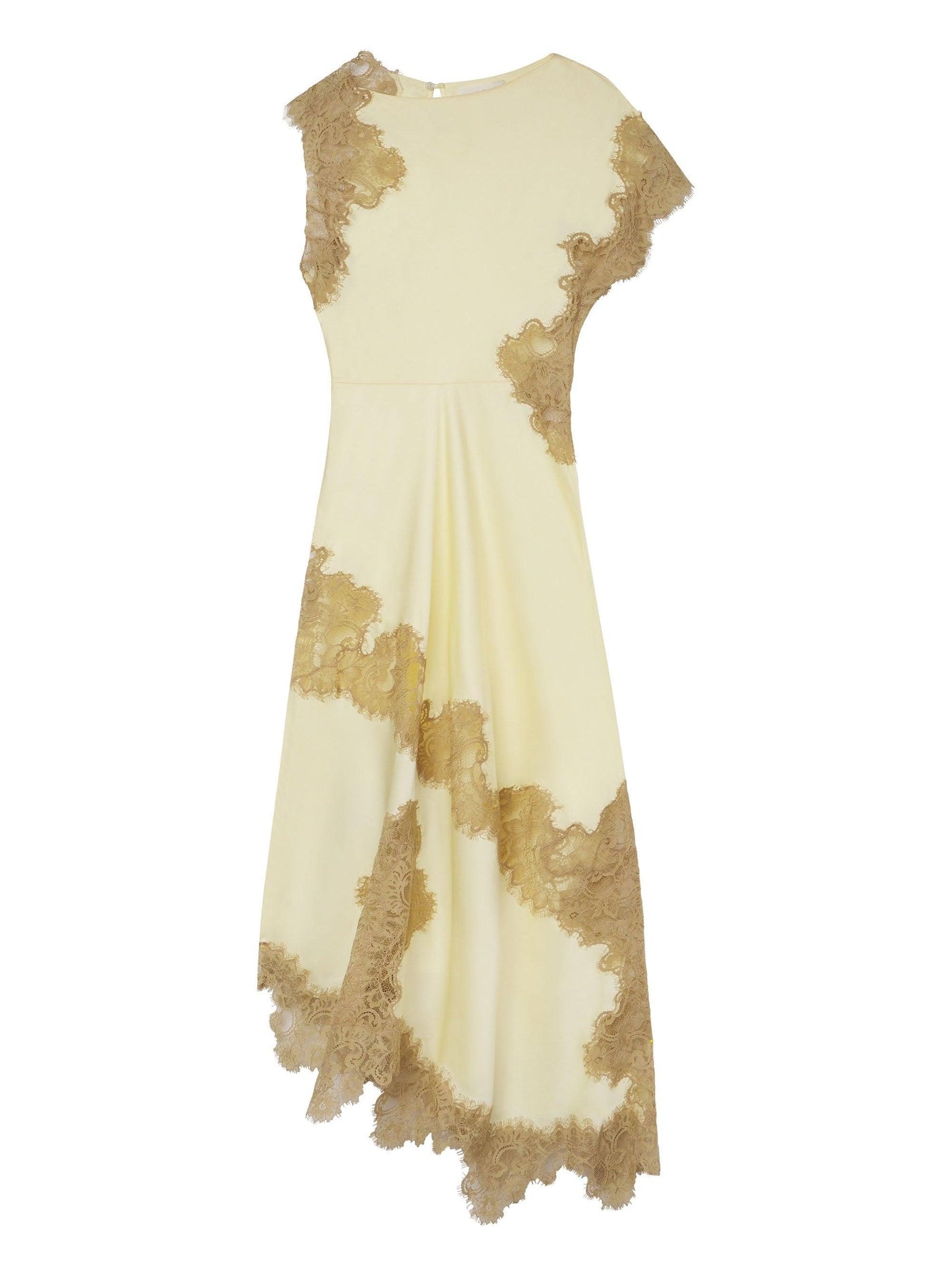 Satin - Asymmetrical Lace Maxi Dress