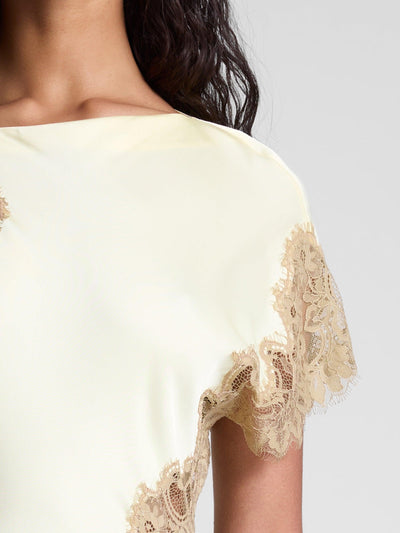 Satin - Asymmetrical Lace Maxi Dress