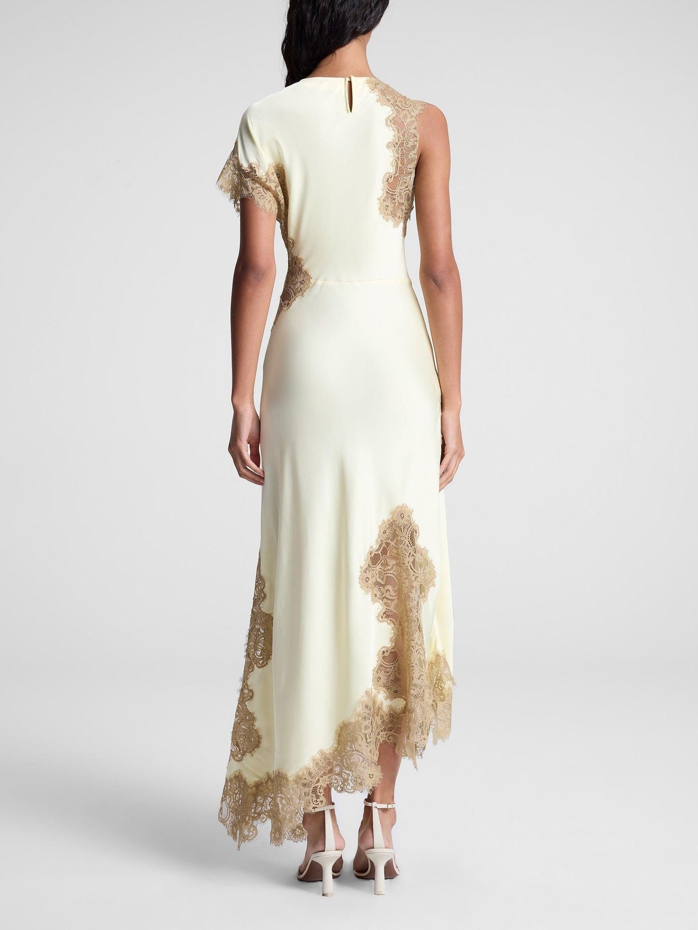 Satin - Asymmetrical Lace Maxi Dress