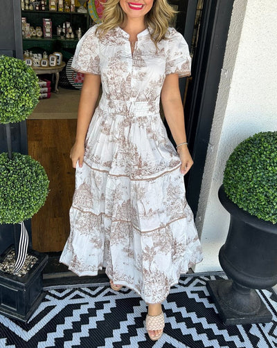 Eliza - Timeless Toile Maxi Dress
