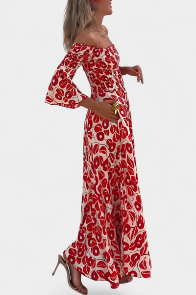 Mar - Bold Floral Off-Shoulder Dress
