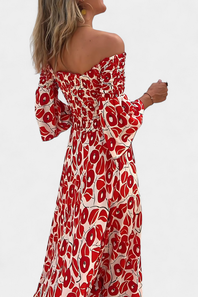 Mar - Bold Floral Off-Shoulder Dress