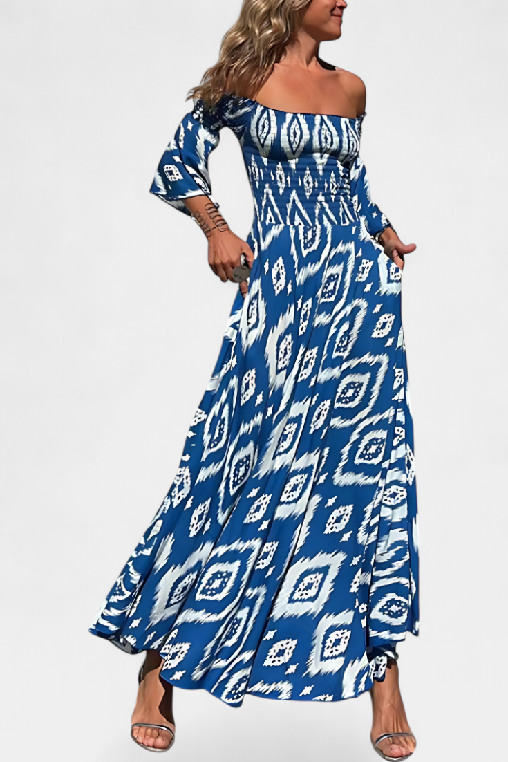 Mar - Bold Floral Off-Shoulder Dress