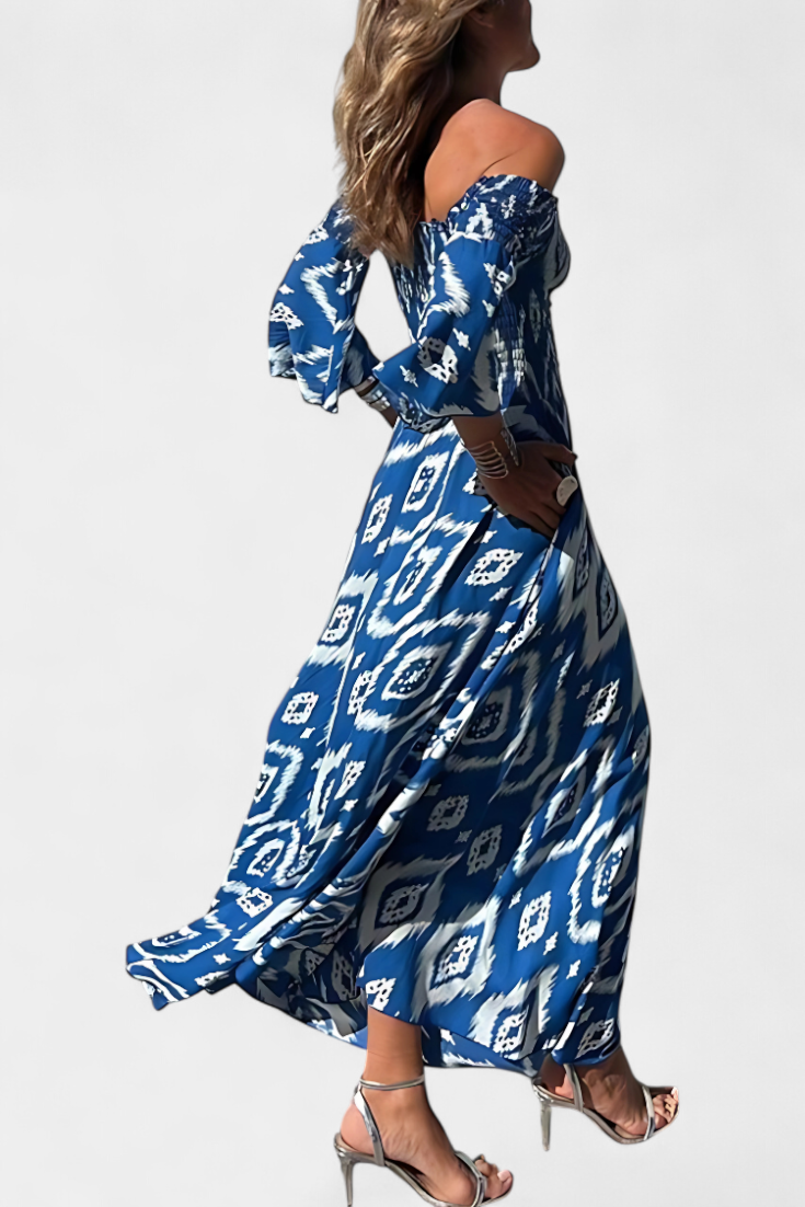 Mar - Bold Floral Off-Shoulder Dress