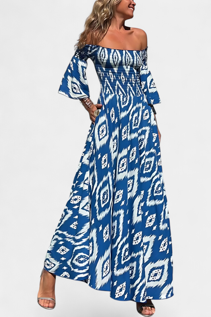 Mar - Bold Floral Off-Shoulder Dress