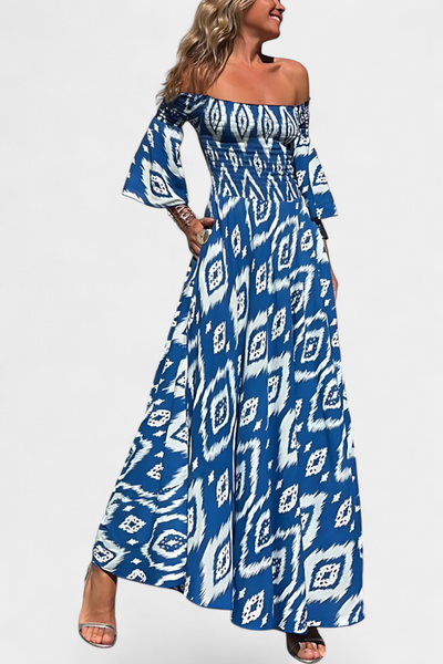 Mar - Bold Floral Off-Shoulder Dress