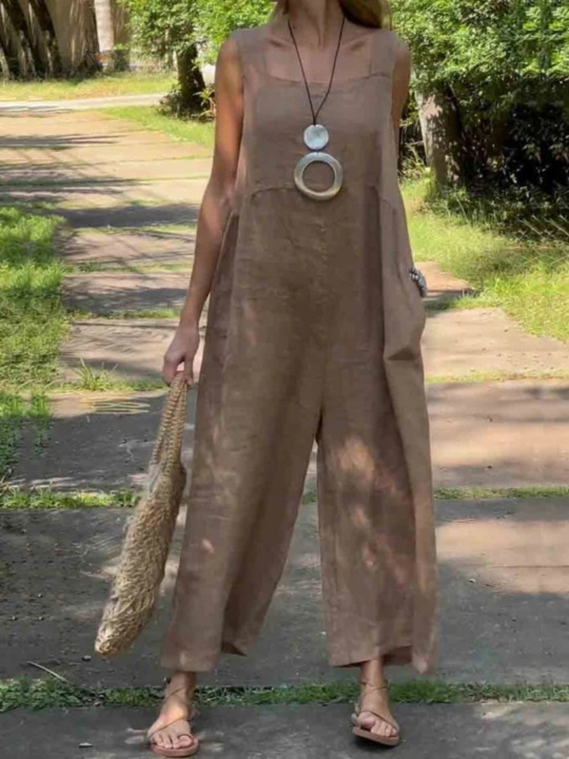 Émilie - Chic Cotton Linen Jumpsuit