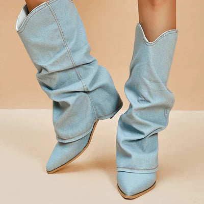 Claire - Bold Denim Knee-Highs
