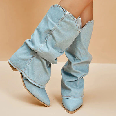 Claire - Bold Denim Knee-Highs