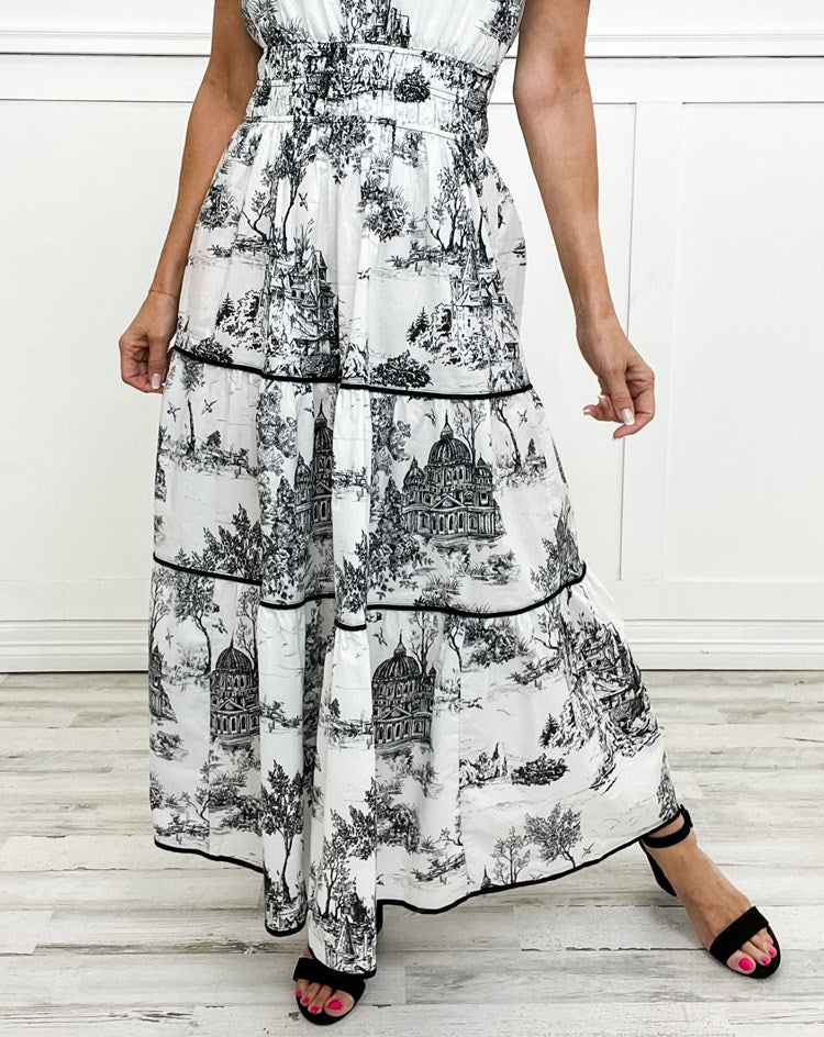 Eliza - Timeless Toile Maxi Dress
