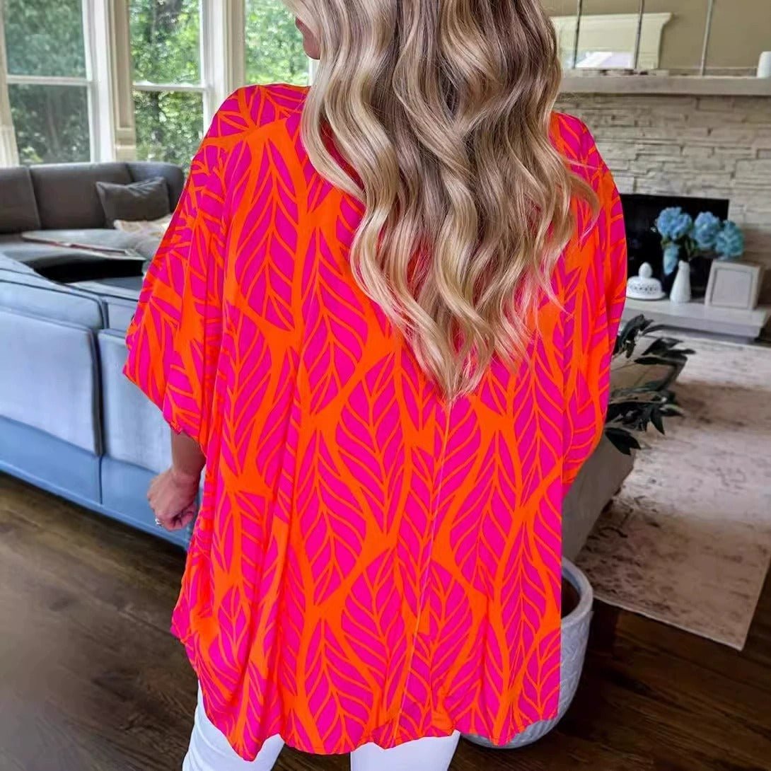 Risa - Trendy Leaf Print Blouse