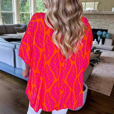 Risa - Trendy Leaf Print Blouse