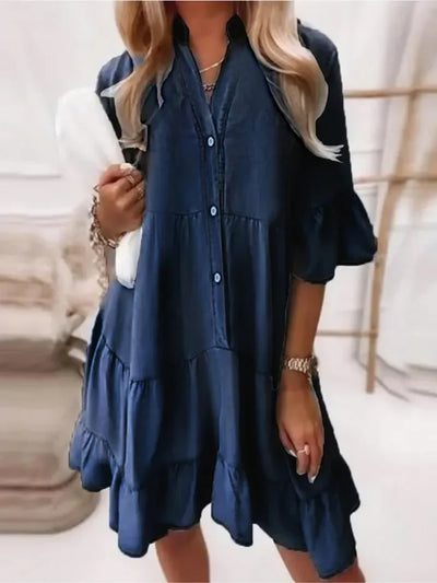 Amy - Chic Ruffle Denim Dress