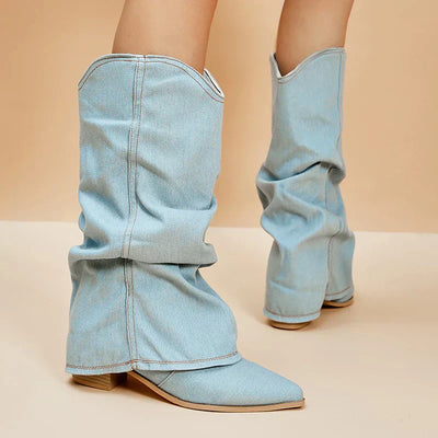 Claire - Bold Denim Knee-Highs