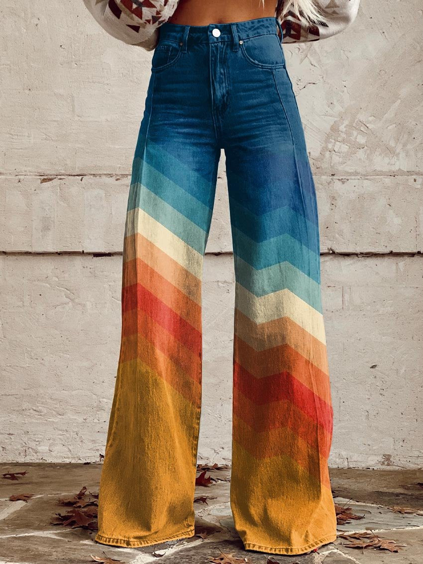 Jodie - Retro Sunset Wide-Leg Pants