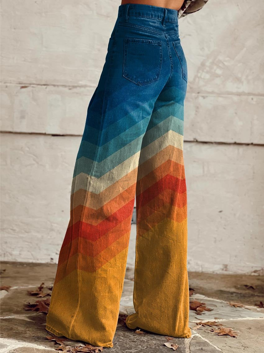 Jodie - Retro Sunset Wide-Leg Pants