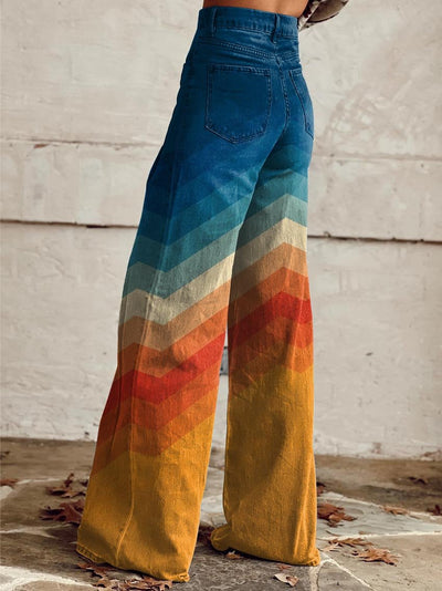 Jodie - Retro Sunset Wide-Leg Pants