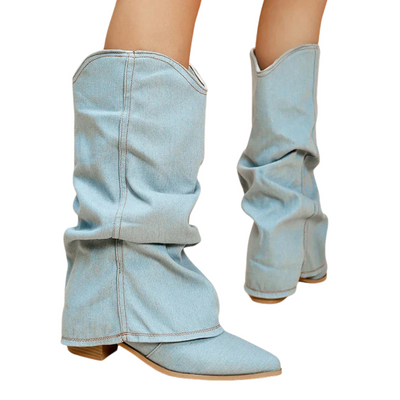 Claire - Bold Denim Knee-Highs