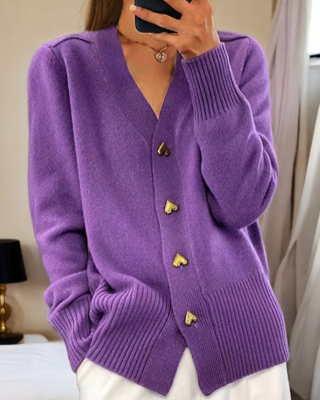 Adele - Charming Heart Button Cardigan