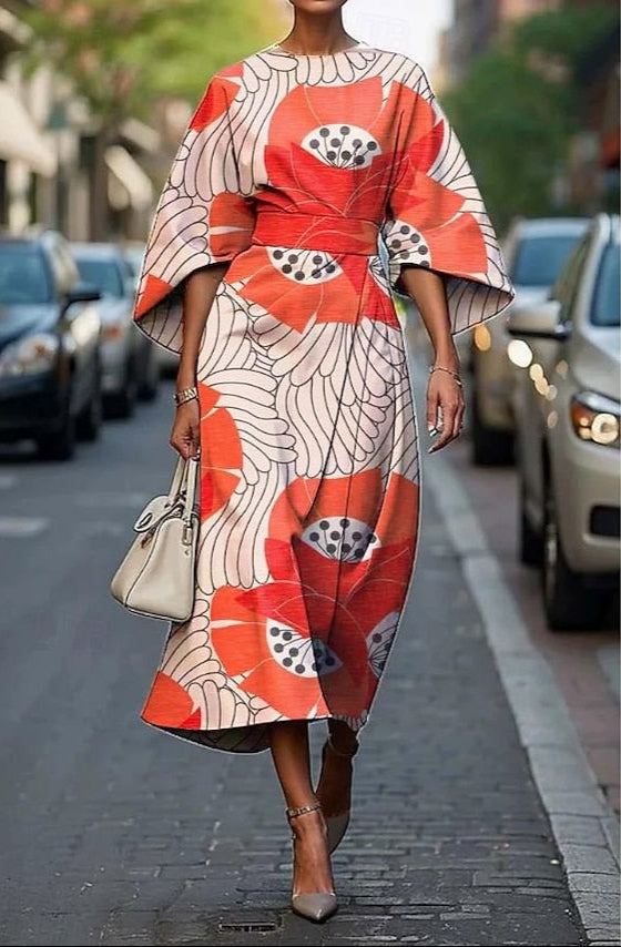 Angelica - Elegant Floral Midi Dress